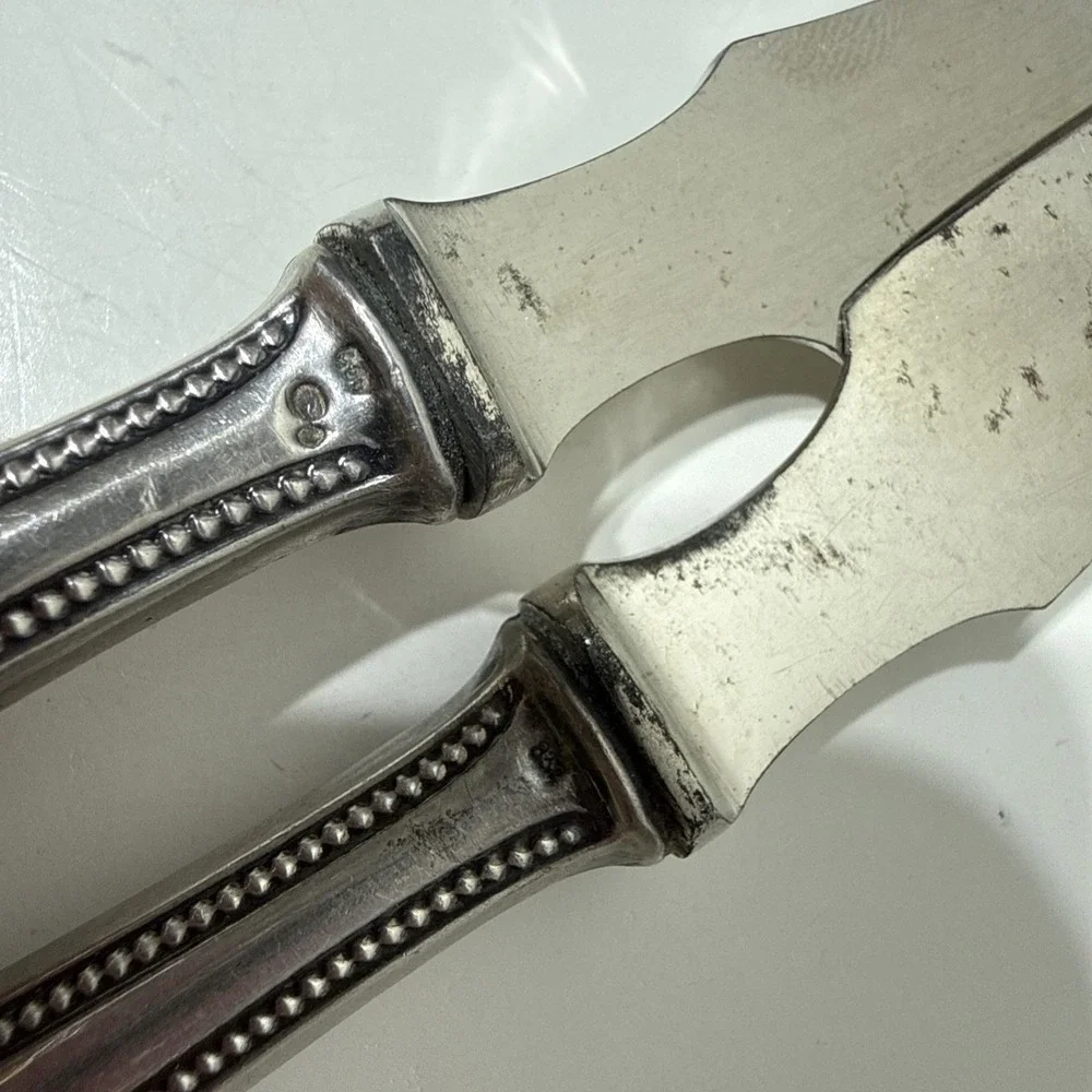 Newcastle Gorham Sterling Silver Fish Knife 2pc Notch Monogram Marked Tarnished
